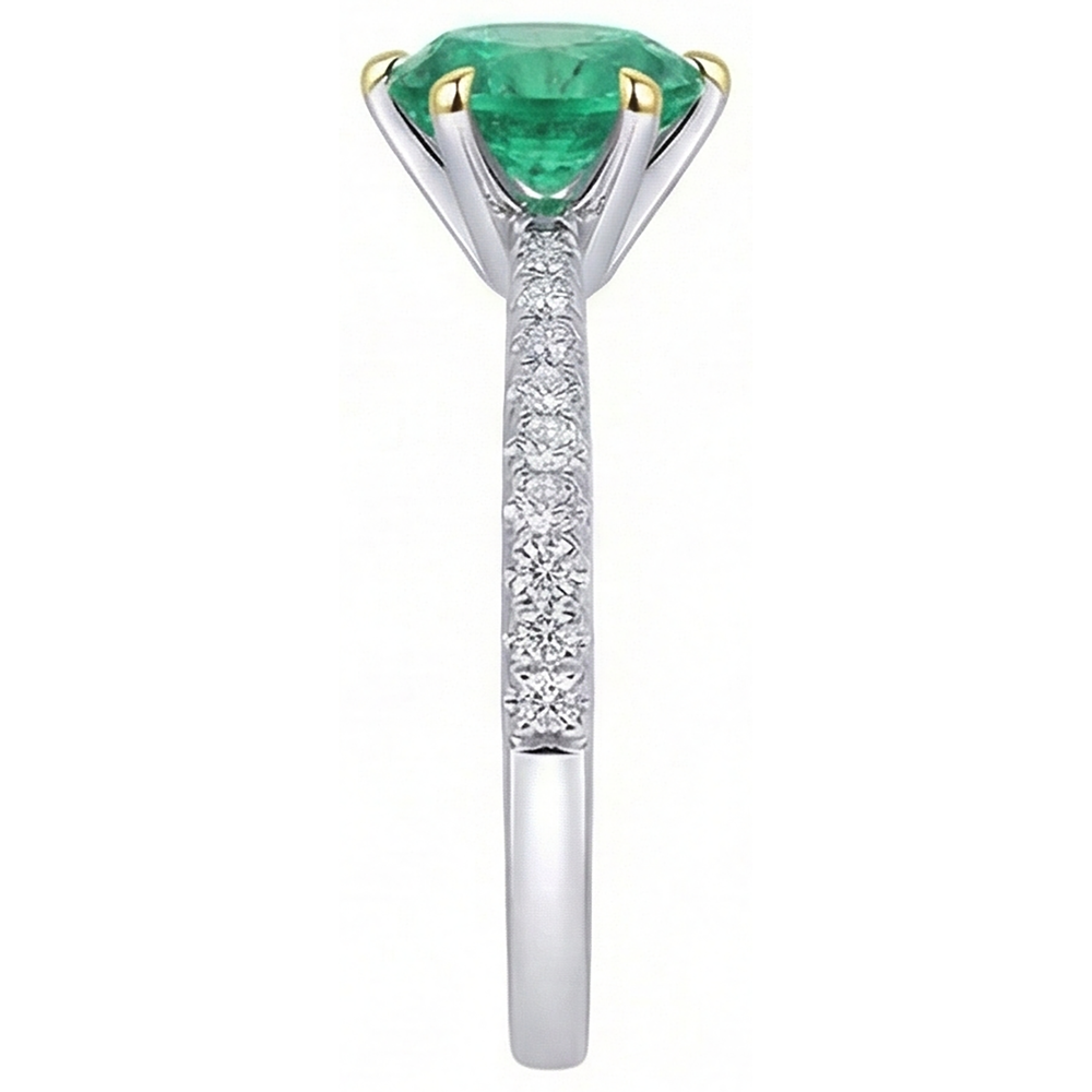 Natural Real ( Not Lab Grown ) Green Emerald GIA Dainty Diamond Ring