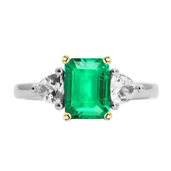 Green Emerald And Diamond Ring Precious Stone Jewelry