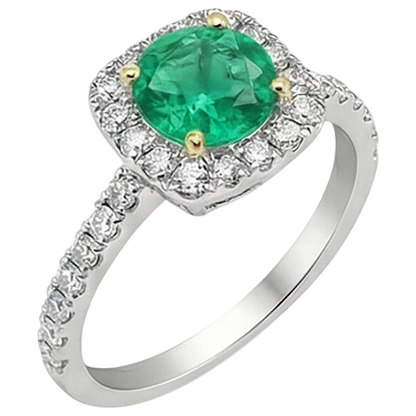 Natural Real ( Not Lab Grown ) Green Emerald GIA Engagement Ring Round Cut Gemstone