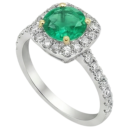Natural Real ( Not Lab Grown ) Green Emerald GIA Engagement Ring Round Cut Gemstone