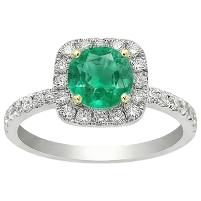 Natural Real ( Not Lab Grown ) Green Emerald GIA Engagement Ring Round Cut Gemstone