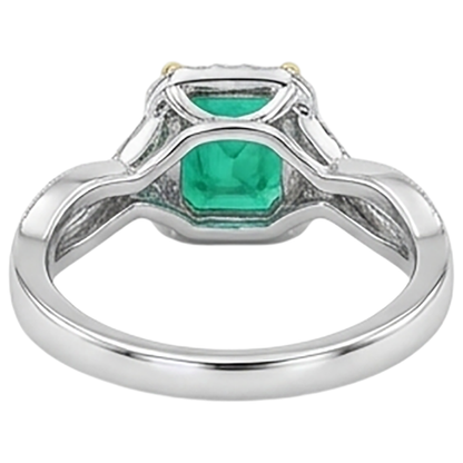 Natural Real ( Not Lab Grown ) Green Emerald GIA Engagement Ring Twisted Shank Milgrain Style