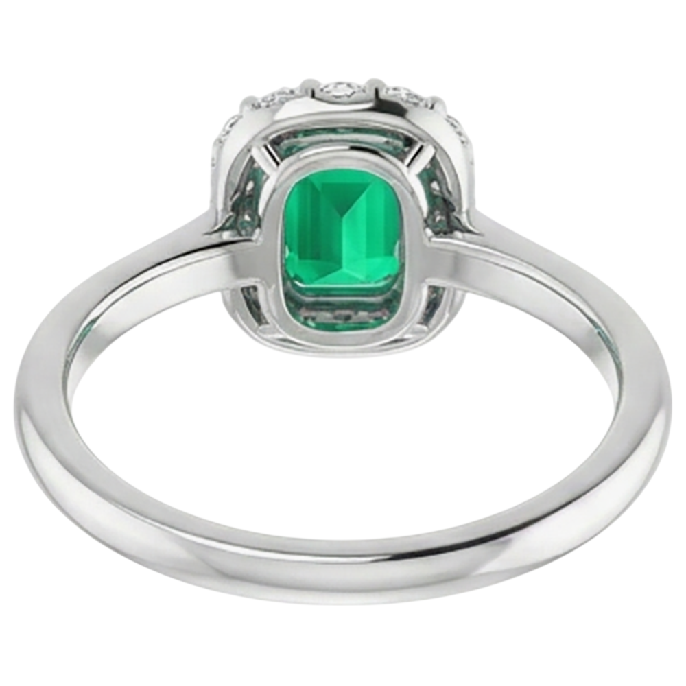 Natural Real ( Not Lab Grown ) Green Emerald GIA Engagement Ring Women’s Halo Diamond Jewelry