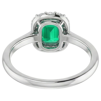 Natural Real ( Not Lab Grown ) Green Emerald GIA Engagement Ring Women’s Halo Diamond Jewelry