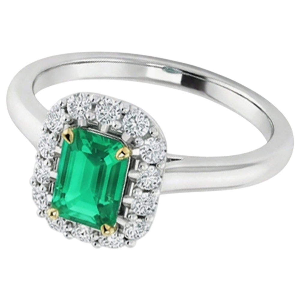 Natural Real ( Not Lab Grown ) Green Emerald GIA Engagement Ring Women’s Halo Diamond Jewelry