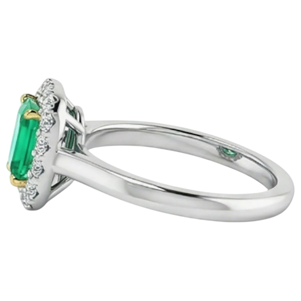 Natural Real ( Not Lab Grown ) Green Emerald GIA Engagement Ring Women’s Halo Diamond Jewelry