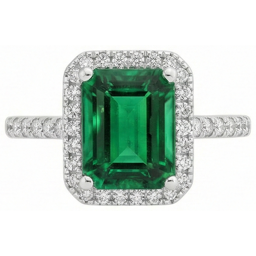 Natural Real ( Not Lab Grown ) Green Emerald GIA Gemstone Engagement Ring