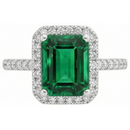 Natural Real ( Not Lab Grown ) Green Emerald GIA Gemstone Engagement Ring