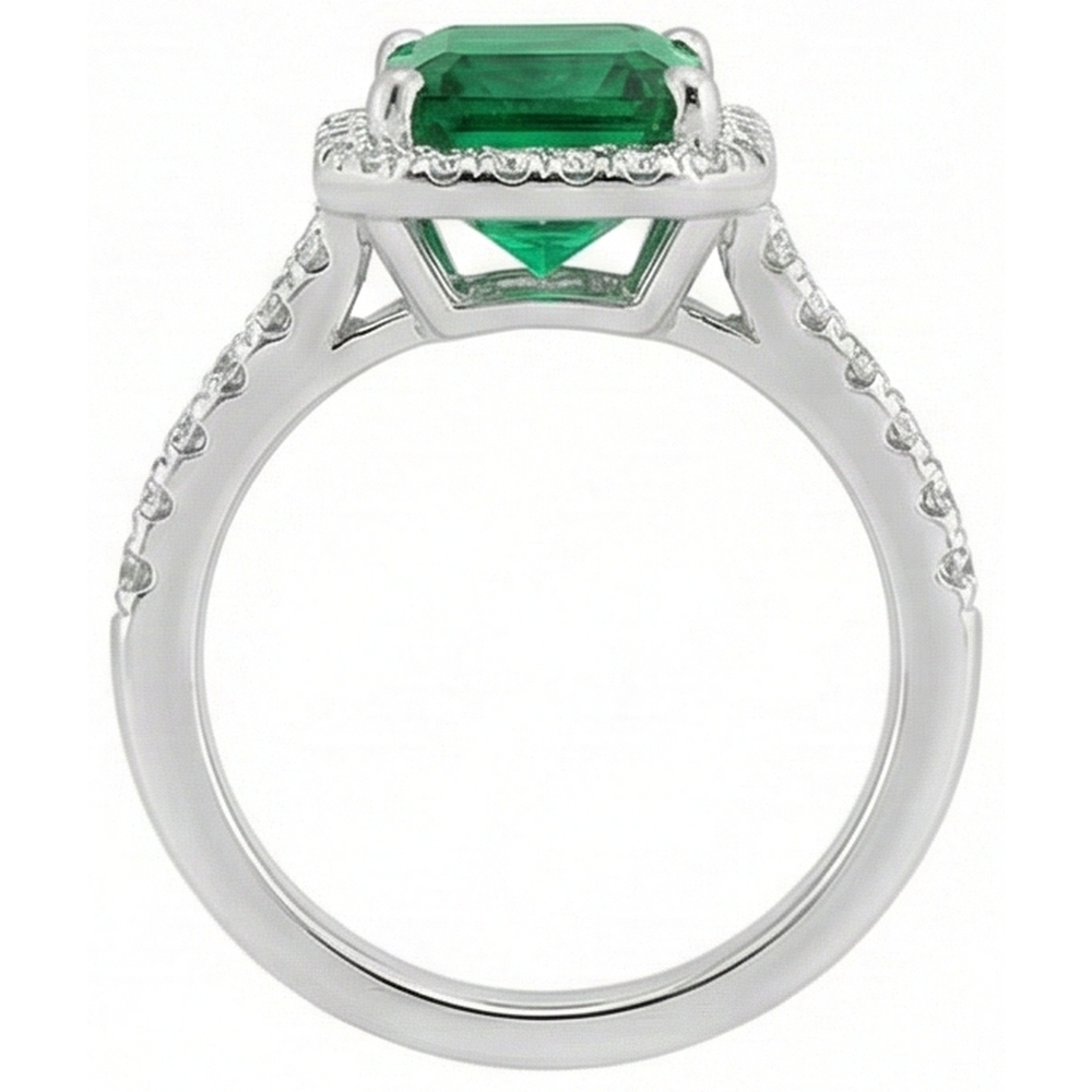 Natural Real ( Not Lab Grown ) Green Emerald GIA Gemstone Engagement Ring