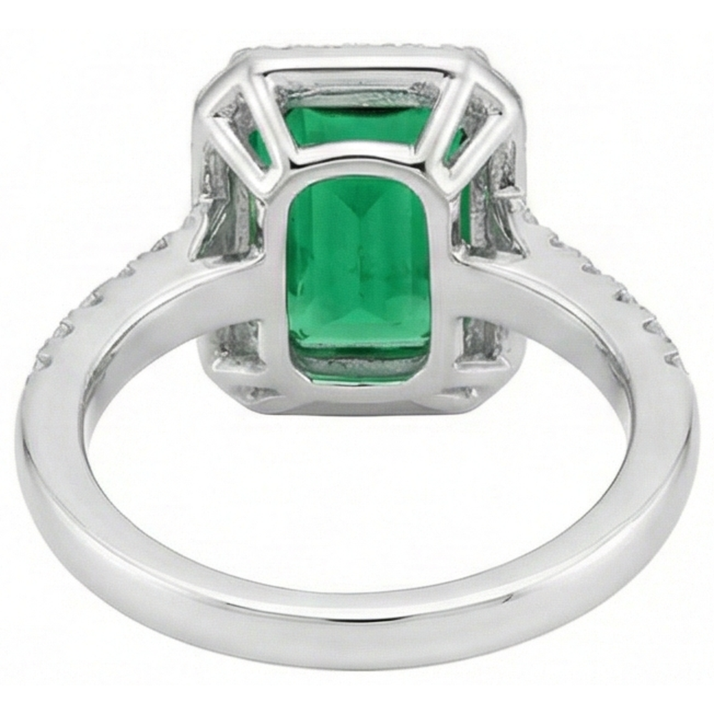 Natural Real ( Not Lab Grown ) Green Emerald GIA Gemstone Engagement Ring