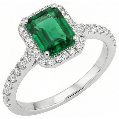 Natural Real ( Not Lab Grown ) Green Emerald GIA Gemstone Engagement Ring