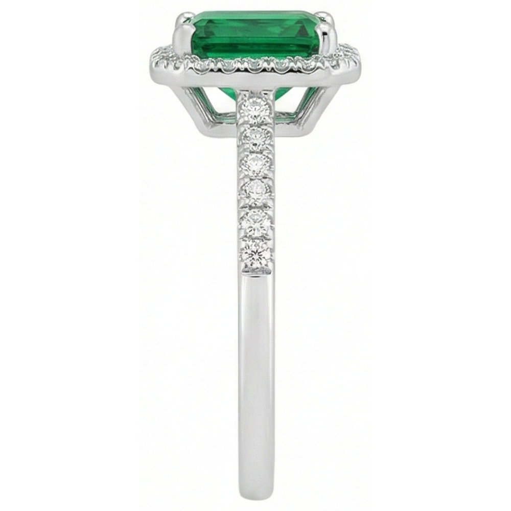 Natural Real ( Not Lab Grown ) Green Emerald GIA Gemstone Engagement Ring
