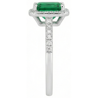 Natural Real ( Not Lab Grown ) Green Emerald GIA Gemstone Engagement Ring