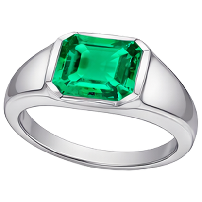 Natural Real ( Not Lab Grown ) Green Emerald GIA Gents Ring Solitaire Asscher Cut