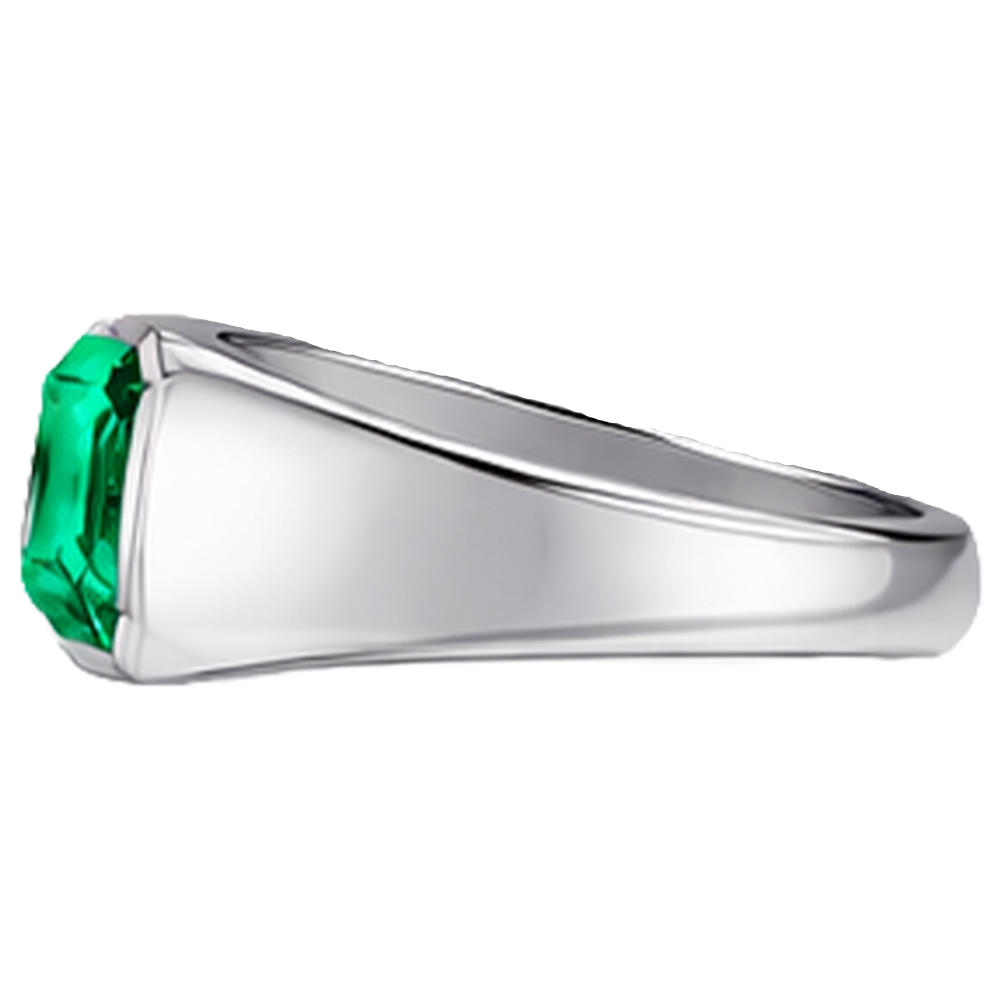 Natural Real ( Not Lab Grown ) Green Emerald GIA Gents Ring Solitaire Asscher Cut