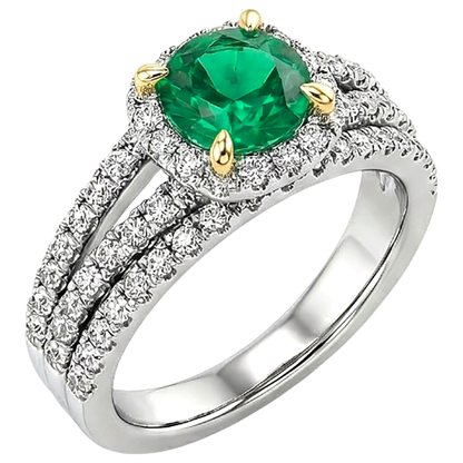 Natural Real ( Not Lab Grown ) Green Emerald GIA Gold Ring Set Eagle Claw Prongs