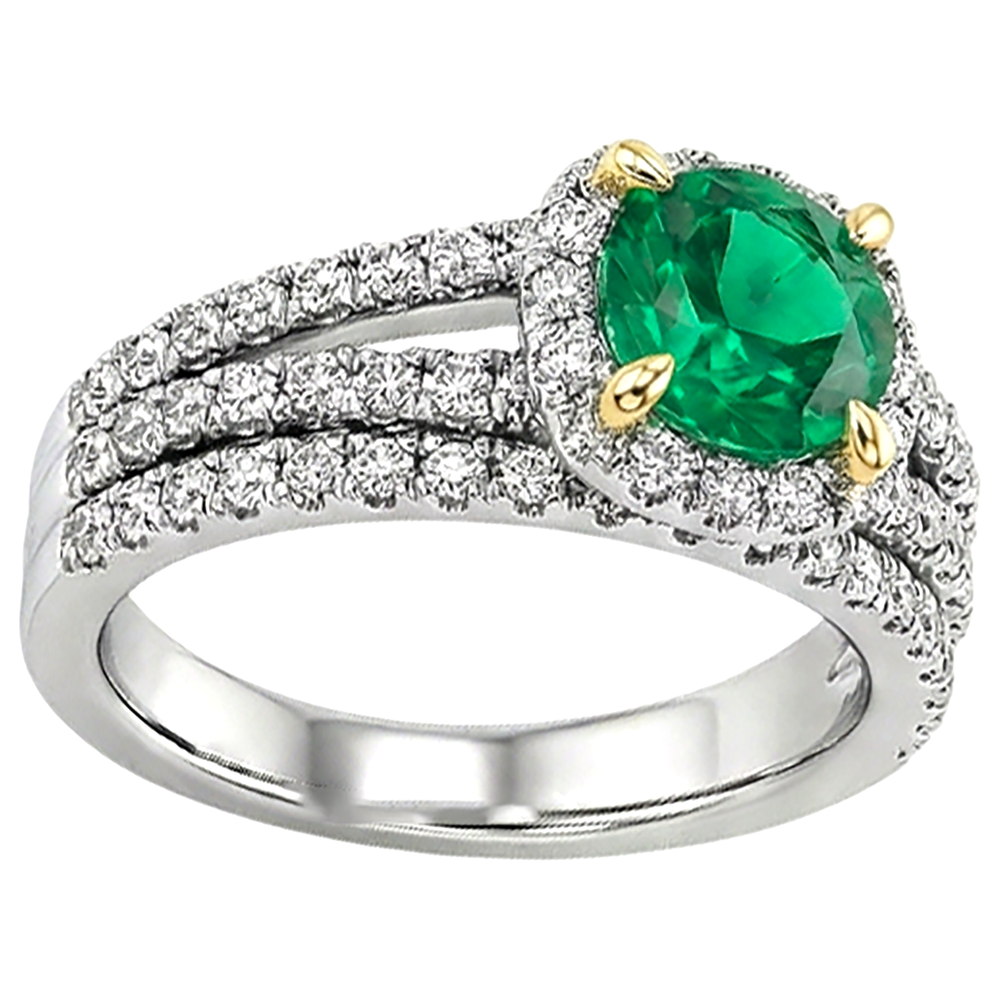 Natural Real ( Not Lab Grown ) Green Emerald GIA Gold Ring Set Eagle Claw Prongs