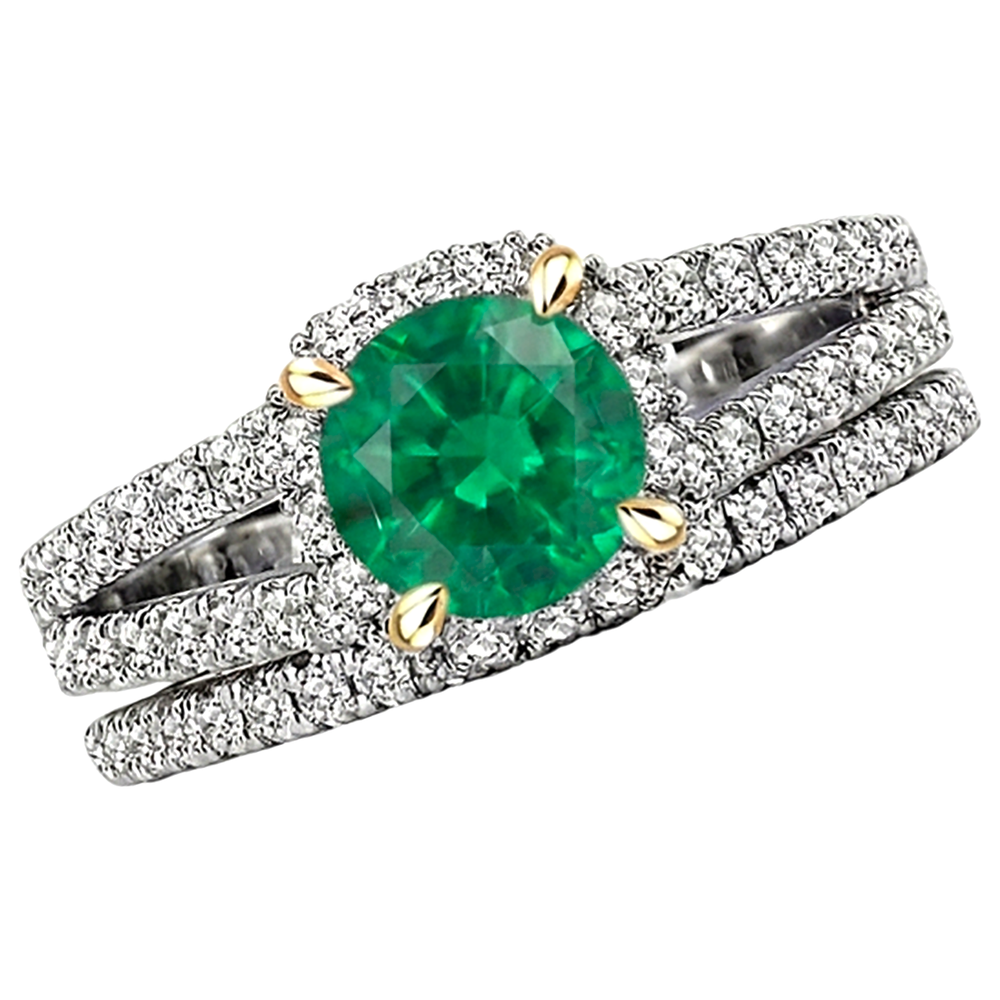 Natural Real ( Not Lab Grown ) Green Emerald GIA Gold Ring Set Eagle Claw Prongs