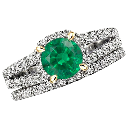 Natural Real ( Not Lab Grown ) Green Emerald GIA Gold Ring Set Eagle Claw Prongs