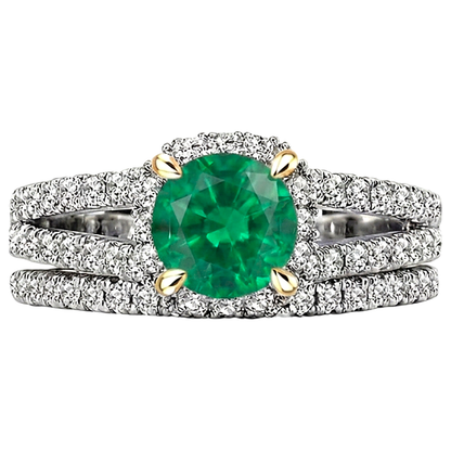 Natural Real ( Not Lab Grown ) Green Emerald GIA Gold Ring Set Eagle Claw Prongs