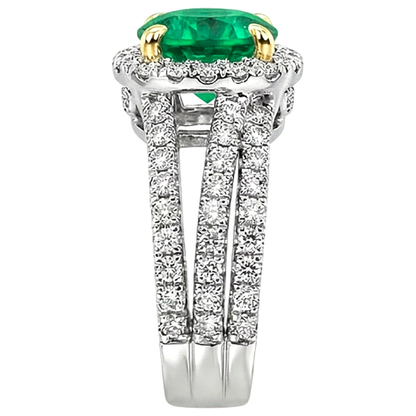 Natural Real ( Not Lab Grown ) Green Emerald GIA Gold Ring Set Eagle Claw Prongs
