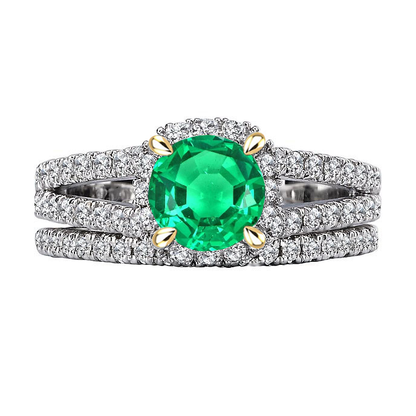 Green Emerald Gold Ring Set Eagle Claw Prongs