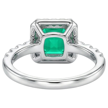 Natural Real ( Not Lab Grown ) Green Emerald GIA Gold Wedding Ring Asscher Cut Gemstone