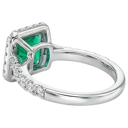 Natural Real ( Not Lab Grown ) Green Emerald GIA Gold Wedding Ring Asscher Cut Gemstone