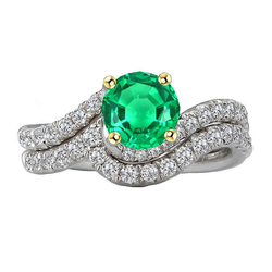 Green Emerald Gold Women’s Ring Set Wedding Jewelry