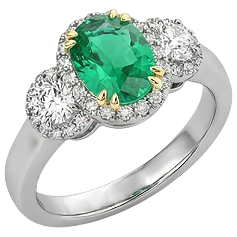 Natural Real ( Not Lab Grown ) Green Emerald GIA Halo Anniversary Ring Oval Cut Gemstone
