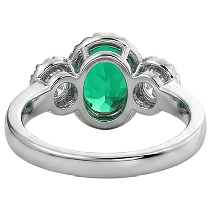 Natural Real ( Not Lab Grown ) Green Emerald GIA Halo Anniversary Ring Oval Cut Gemstone
