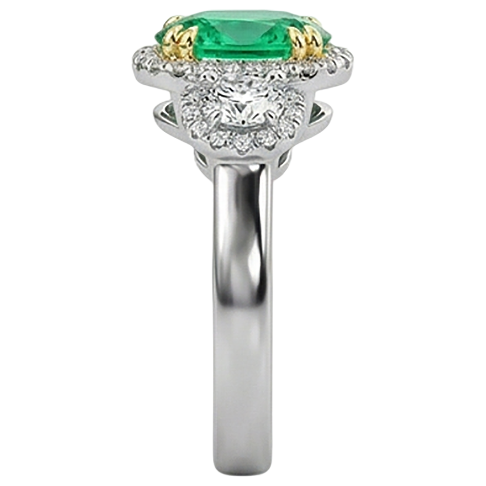 Natural Real ( Not Lab Grown ) Green Emerald GIA Halo Anniversary Ring Oval Cut Gemstone