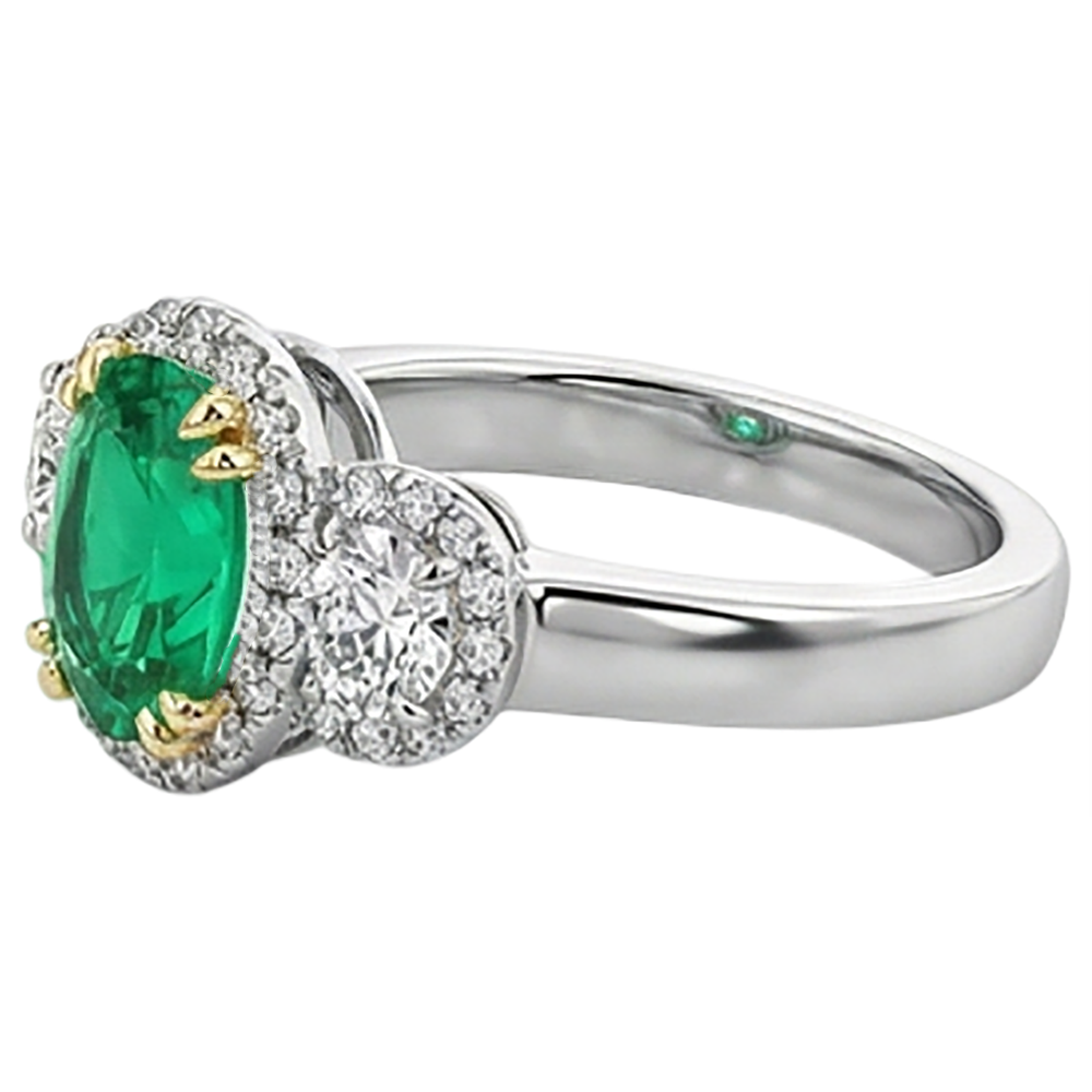 Natural Real ( Not Lab Grown ) Green Emerald GIA Halo Anniversary Ring Oval Cut Gemstone
