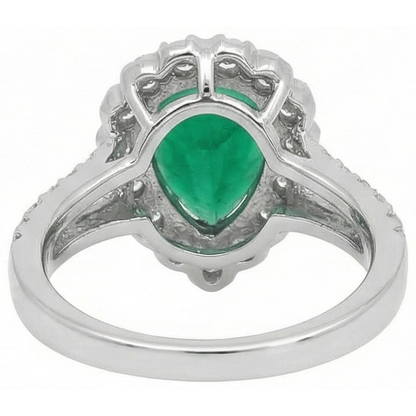 Natural Real ( Not Lab Grown ) Green Emerald GIA Halo Cocktail Engagement Ring