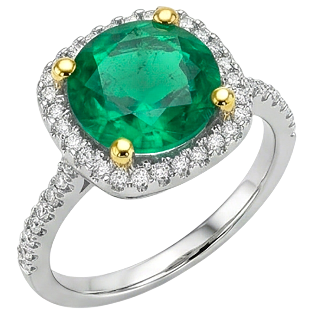 Natural Real ( Not Lab Grown ) Green Emerald GIA Halo Diamond Ring Round Cut Gemstone Jewelry