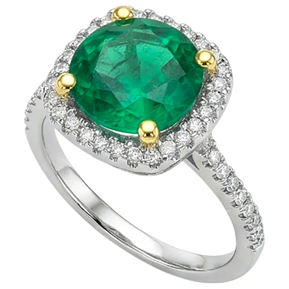 Natural Real ( Not Lab Grown ) Green Emerald GIA Halo Diamond Ring Round Cut Gemstone Jewelry