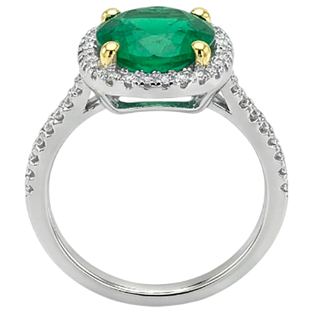 Natural Real ( Not Lab Grown ) Green Emerald GIA Halo Diamond Ring Round Cut Gemstone Jewelry
