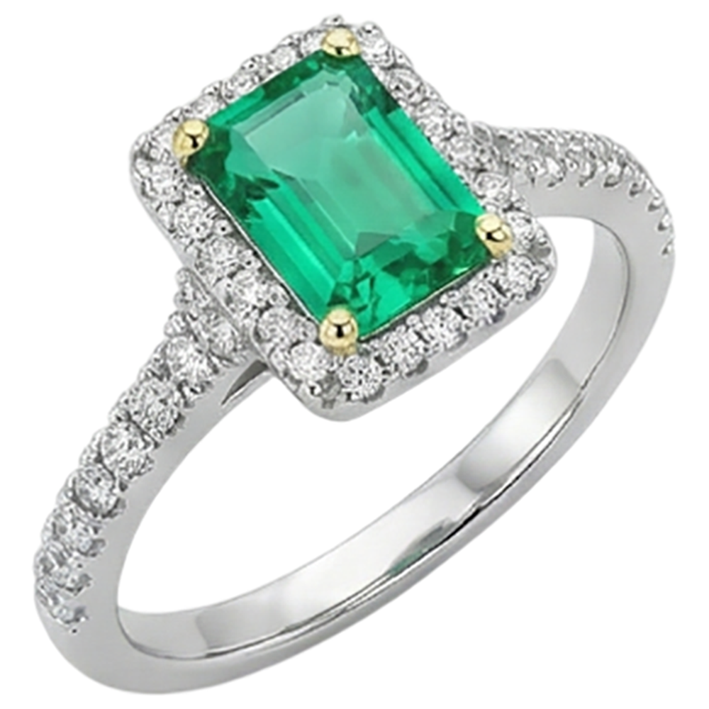 Natural Real ( Not Lab Grown ) Green Emerald GIA Halo Engagement Ring Fancy Diamond Jewelry