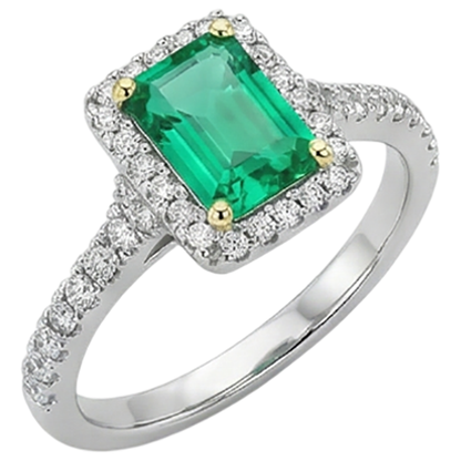 Natural Real ( Not Lab Grown ) Green Emerald GIA Halo Engagement Ring Fancy Diamond Jewelry