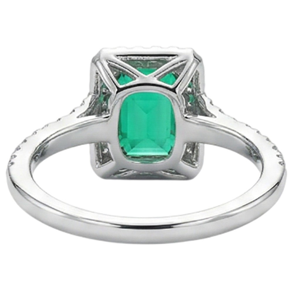 Natural Real ( Not Lab Grown ) Green Emerald GIA Halo Engagement Ring Fancy Diamond Jewelry