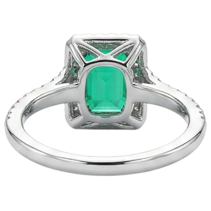 Natural Real ( Not Lab Grown ) Green Emerald GIA Halo Engagement Ring Fancy Diamond Jewelry