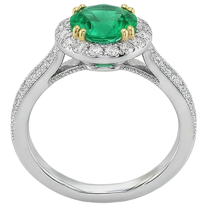 Natural Real ( Not Lab Grown ) Green Emerald GIA Halo Engagement Ring Gemstone & Diamond Jewelry