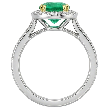 Natural Real ( Not Lab Grown ) Green Emerald GIA Halo Engagement Ring Gemstone & Diamond Jewelry