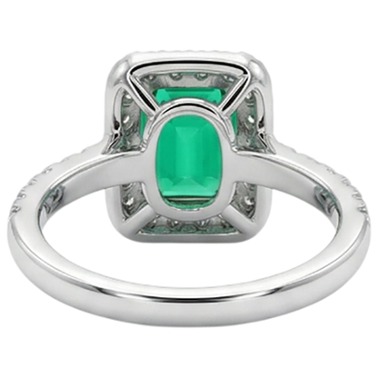 Natural Real ( Not Lab Grown ) Green Emerald GIA Halo Engagement Ring