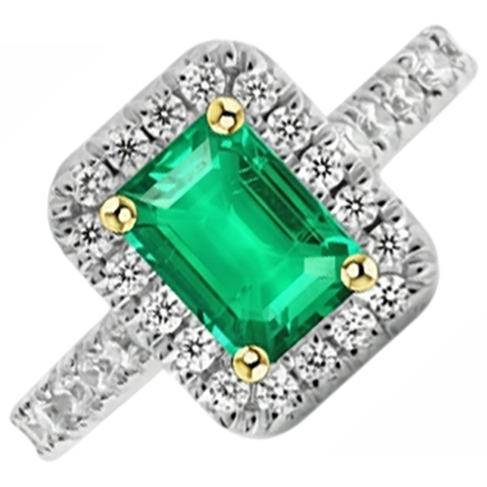 Natural Real ( Not Lab Grown ) Green Emerald GIA Halo Engagement Ring