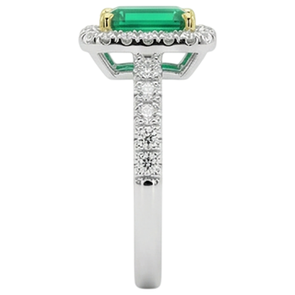 Natural Real ( Not Lab Grown ) Green Emerald GIA Halo Engagement Ring