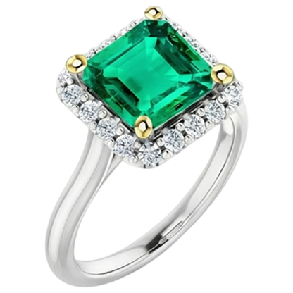 Natural Real ( Not Lab Grown ) Green Emerald GIA Halo Ring Anniversary Jewelry Cathedral Setting