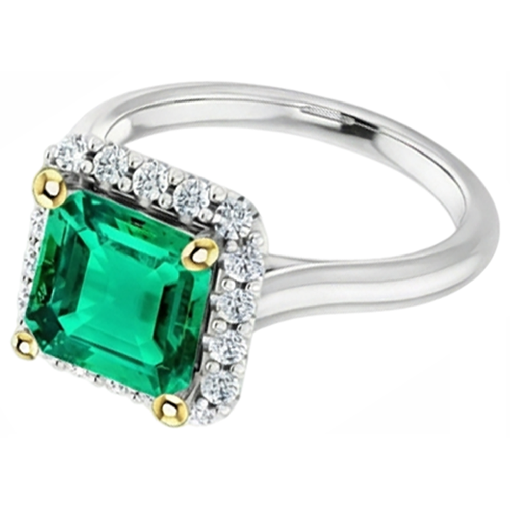 Natural Real ( Not Lab Grown ) Green Emerald GIA Halo Ring Anniversary Jewelry Cathedral Setting