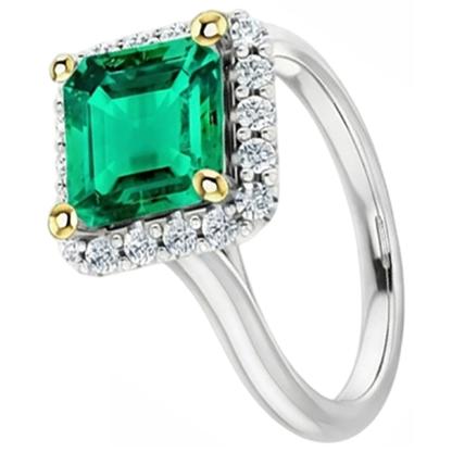 Natural Real ( Not Lab Grown ) Green Emerald GIA Halo Ring Anniversary Jewelry Cathedral Setting