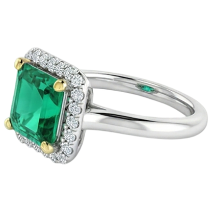 Natural Real ( Not Lab Grown ) Green Emerald GIA Halo Ring Anniversary Jewelry Cathedral Setting